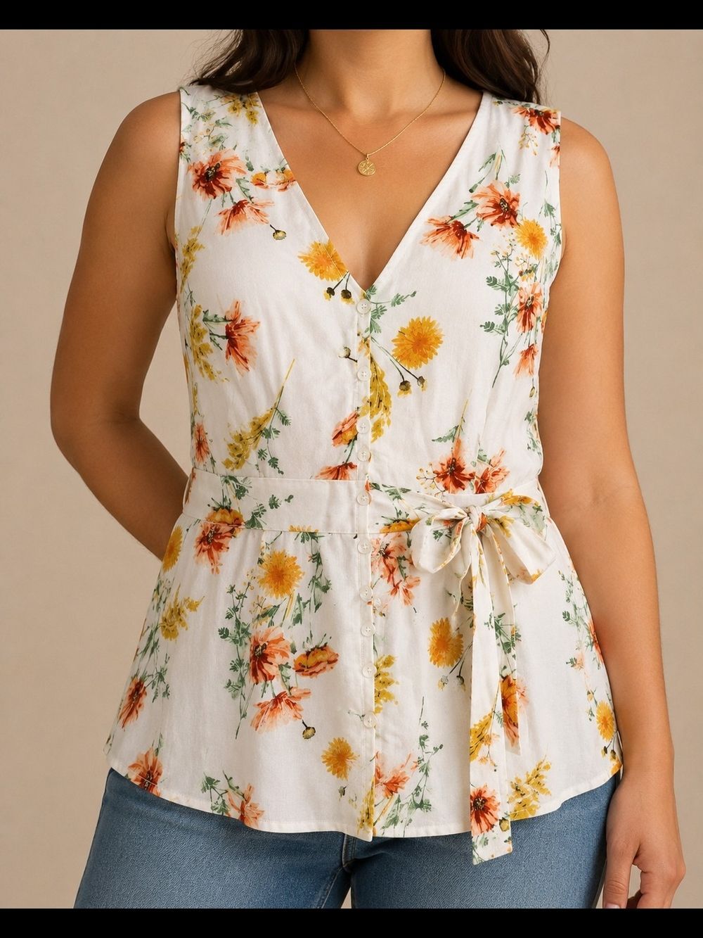 Torrid Sleeveless V Neck Floral Top Plus Size Summer Size 2
